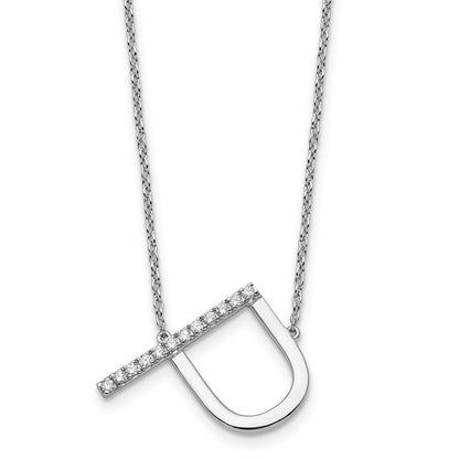 14K Weißgold Seitlich Diamant Initiale P 18 Zoll Halskette