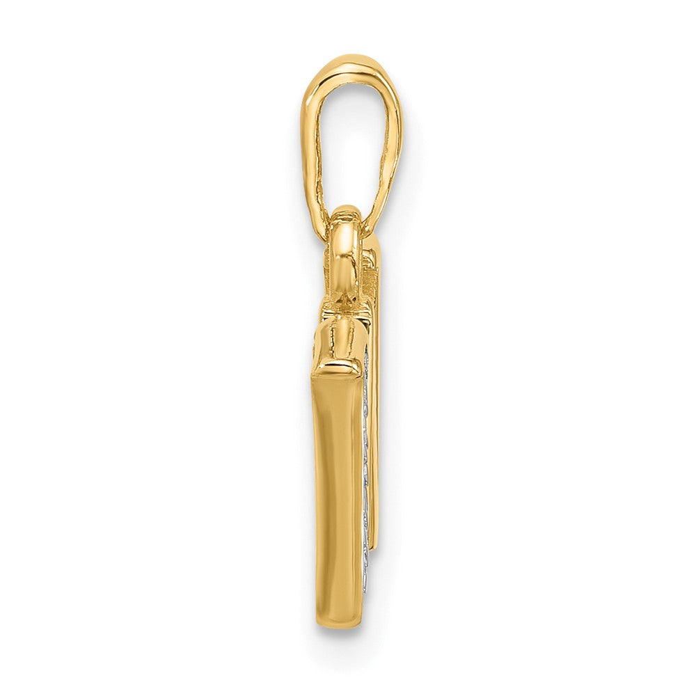 14K Gelbgold mit Rhodium Diamant-Buchstaben-Anhänger „W” Initial