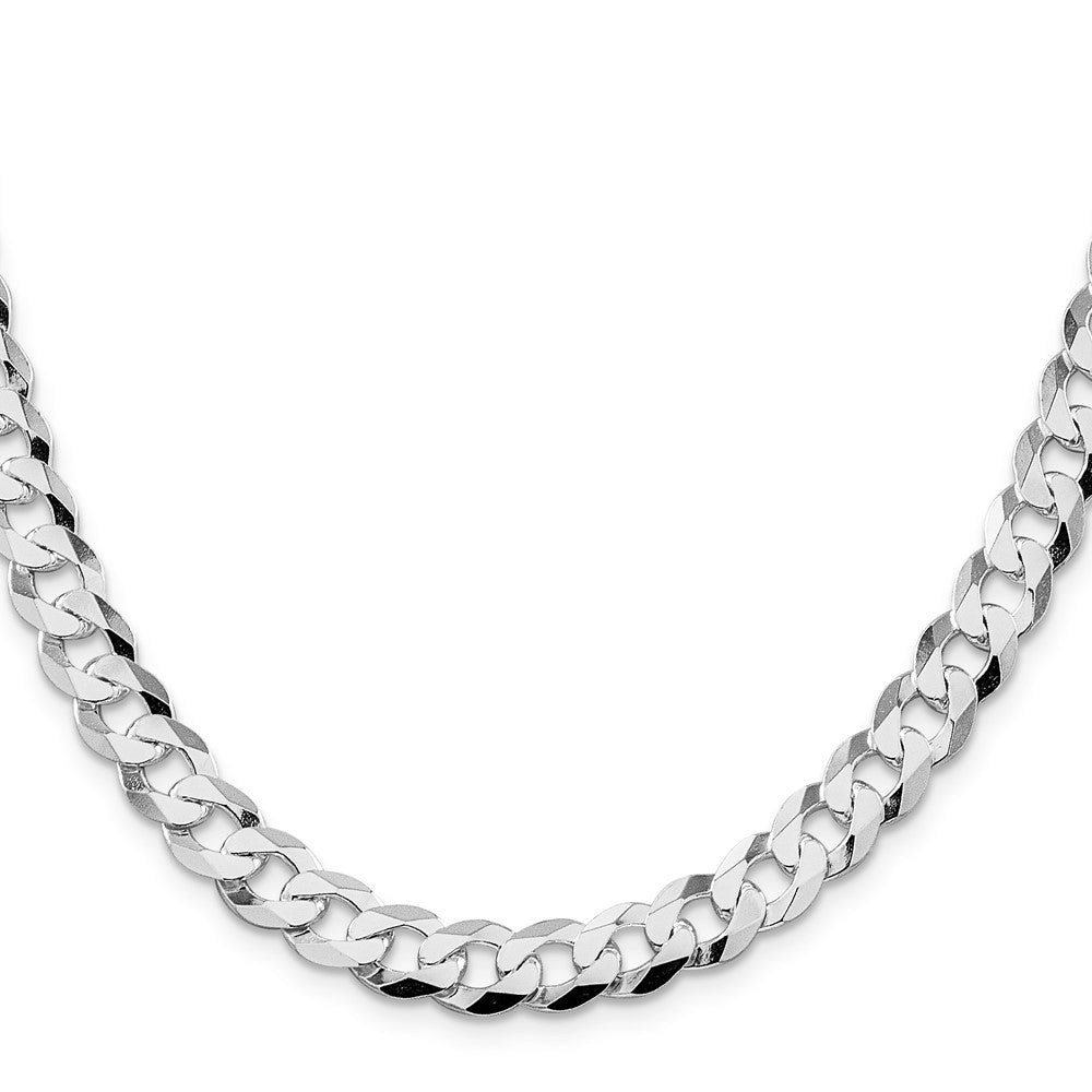 Sterlingsilber Rhodiniert 8.5mm Flach Panzer 30 Zoll Kette