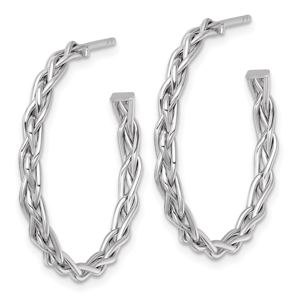 14K Weißgold Rhodiniert Poliert Geflochten Braid 3 X 29mm C-hoop Ohrstecker