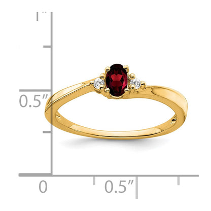 14K Gelbgold 5x3 Oval January/garnet und Diamant Ring