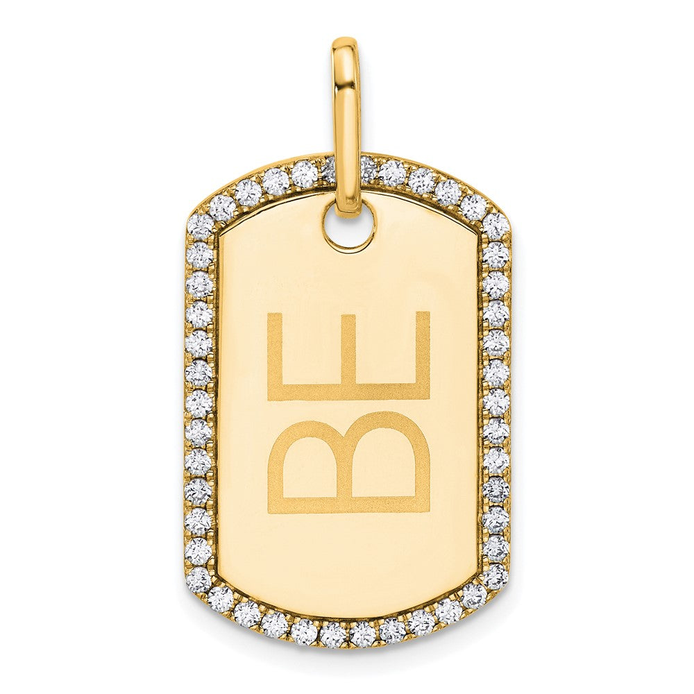 14K Gelbgold Personalisiert Diamant Erkennungsmarke Charm