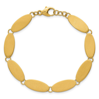 14K Gelbgold Gebürstet 8mm Fantasie Ovals 7 Zoll Armband