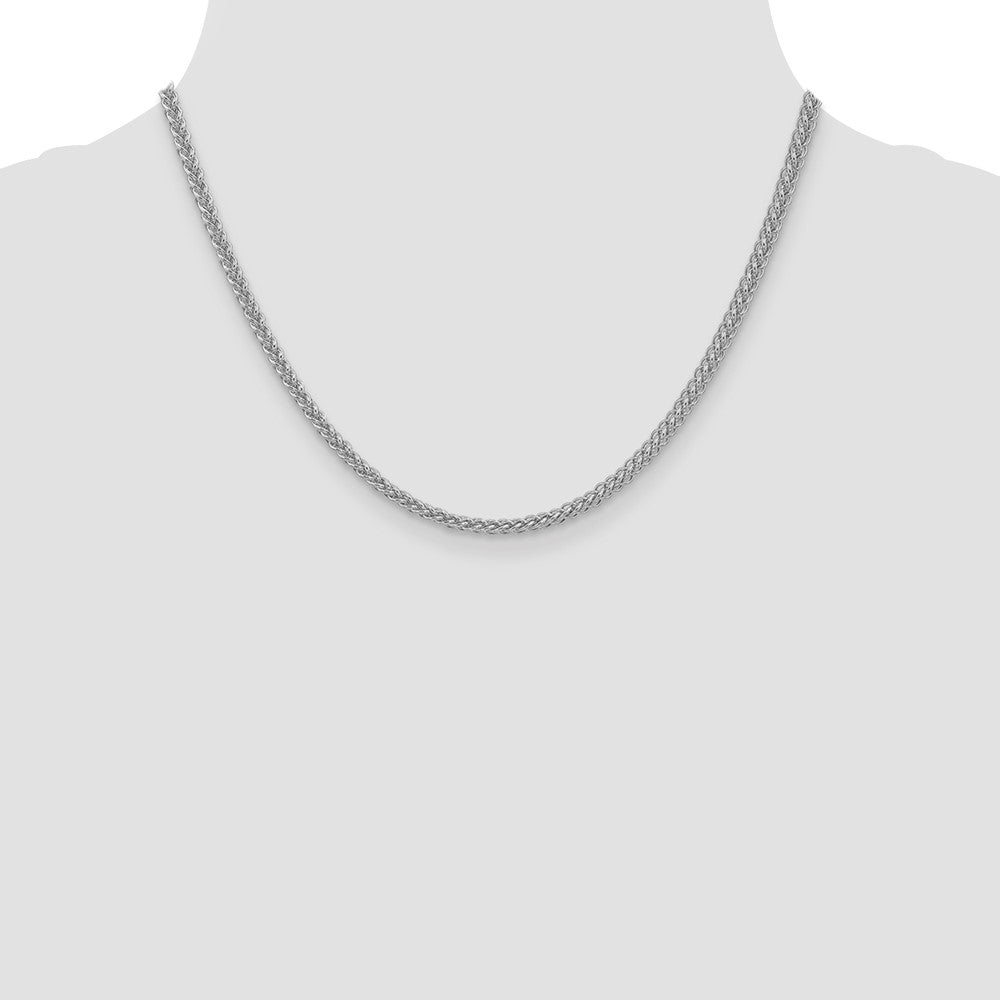 14K Weißgold 2.6mm Halbmassiv 3-wire Weizen Halskette