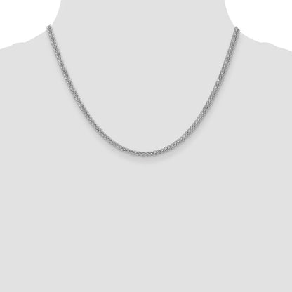 14K Weißgold 2.6mm Halbmassiv 3-wire Weizen Halskette