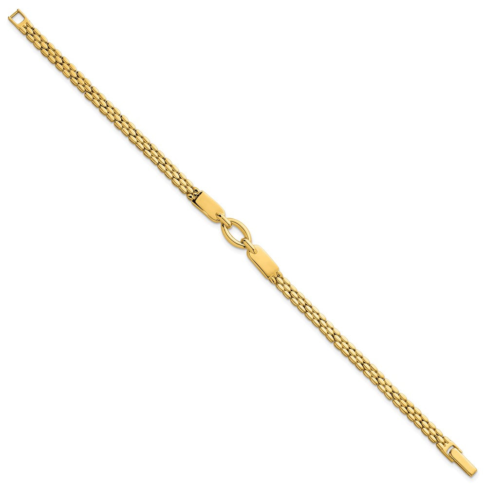 14K Gelbgold Poliert Fantasie Oval Mittig Brick Glieder Gliederarmband