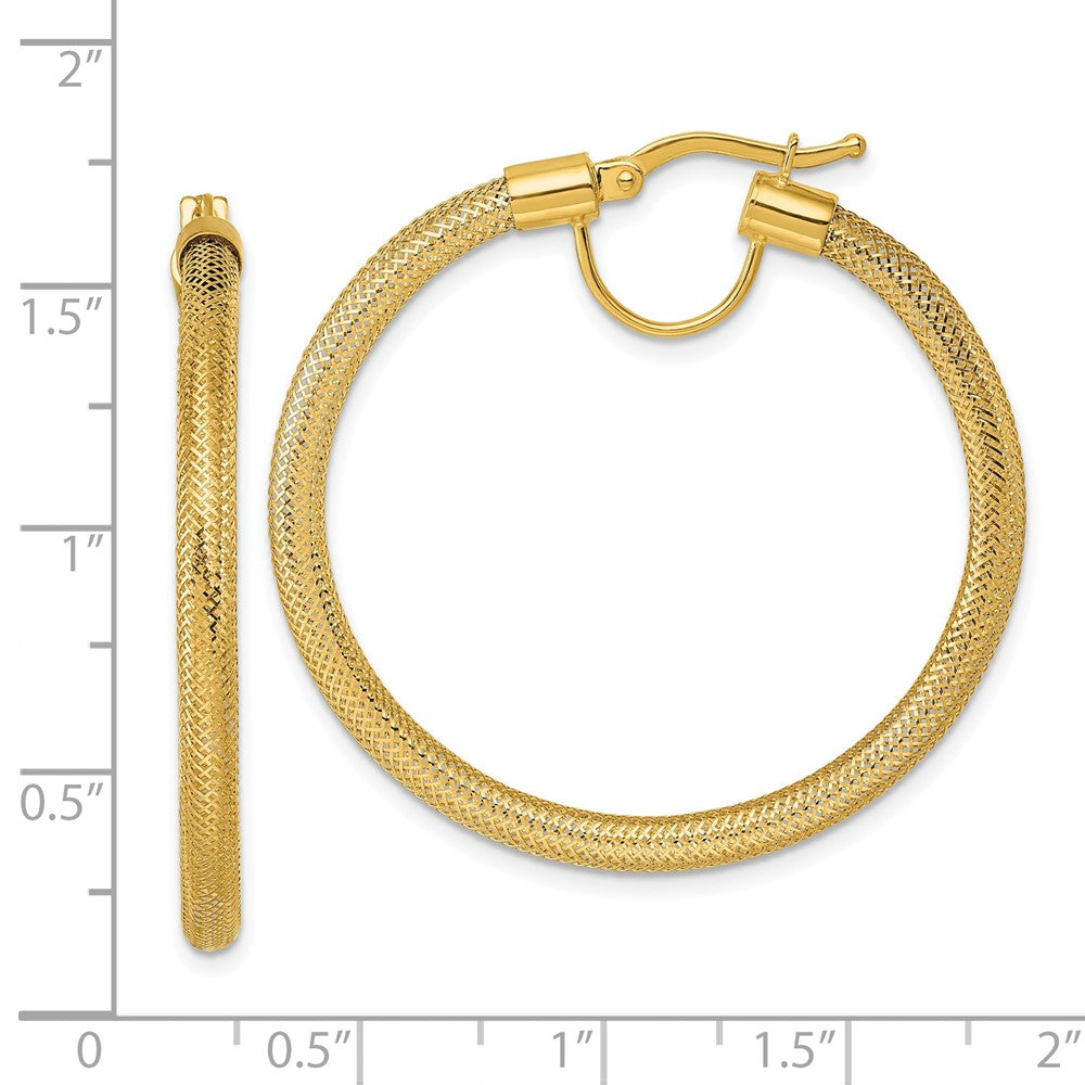 14K Gelbgold Poliert 3.3mm X 40mm Flexibel Netz Creolen