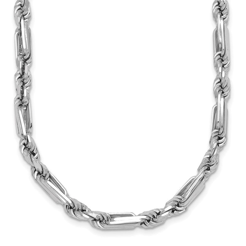 Sterlingsilber Rhodiniert Poliert 4.75mm Figaro Kordel Kette 19.75 Zoll Halskette