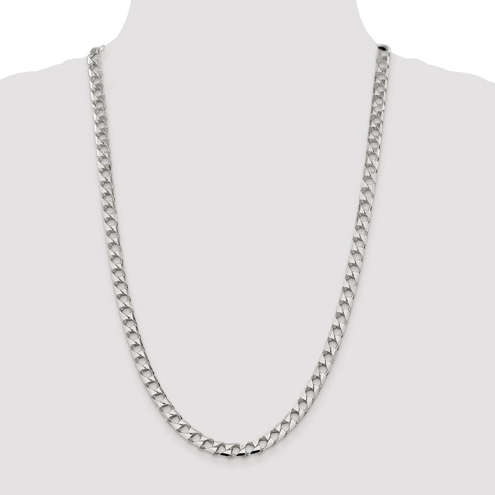 Sterlingsilber Rhodiniert 7.2mm Diamantiert Quadratisch Panzer 26 Zoll Kette