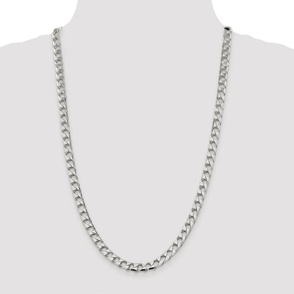 Sterlingsilber Rhodiniert 7.2mm Diamantiert Quadratisch Panzer 26 Zoll Kette