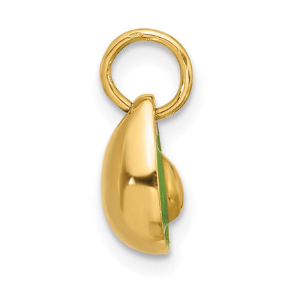 14K Gelbgold 3-D Avocado-Charm mit grüner Epoxidharz-Verzierung, Fantasie-Design