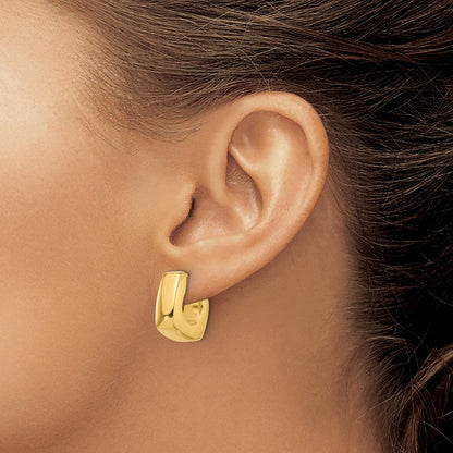 14K Gelbgold Poliert Quadratisch J-hoop Ohrstecker