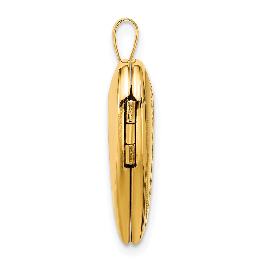 14K Gelbgold Satiniert und Poliert Engel Flügel 20mm Herz Medaillon