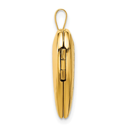 14K Gelbgold Satiniert und Poliert Engel Flügel 20mm Herz Medaillon