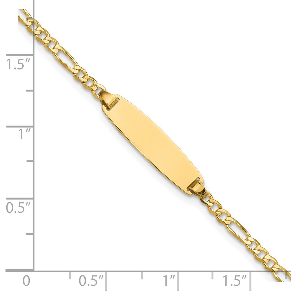 14K Gelbgold Poliert Massiv Kette/solid Platte Figaro Glieder 19.5x5.5mm Platte 8 Zoll Id Armband