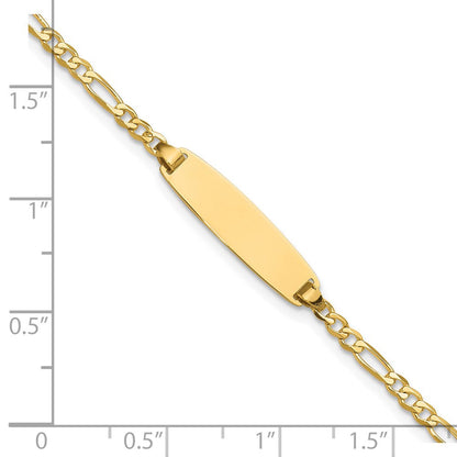14K Gelbgold Poliert Massiv Kette/solid Platte Figaro Glieder 19.5x5.5mm Platte 8 Zoll Id Armband