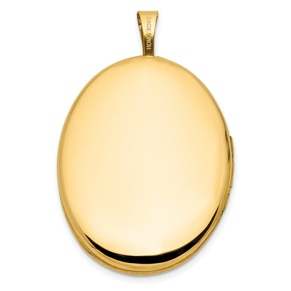 14K Gelbgold Poliert Blumen Scrolled 20mm Oval Medaillon