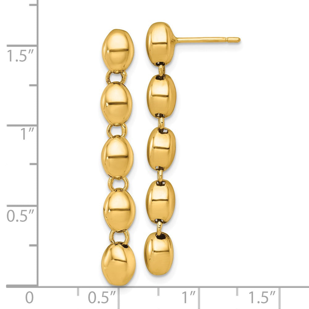 14K Gelbgold Poliert Oval Gekugelt Hängend Ohrstecker