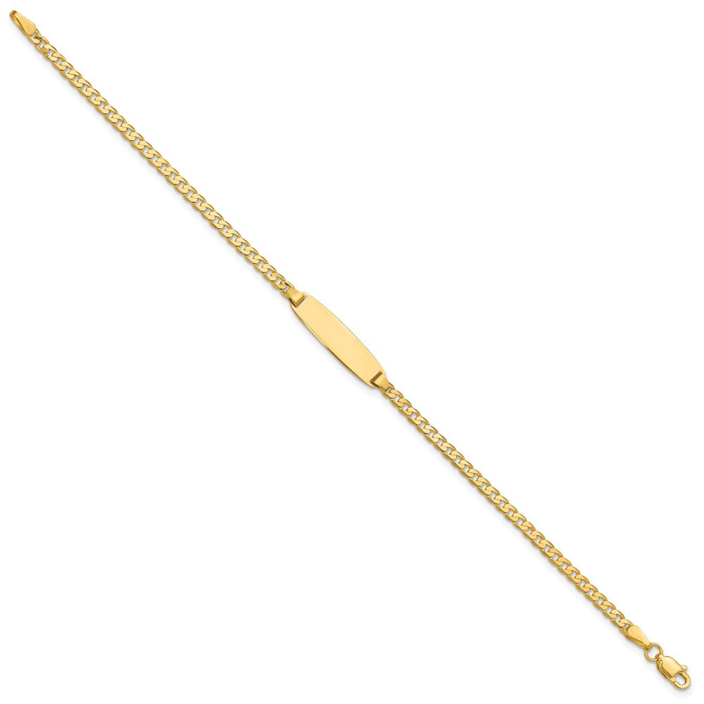 14K Gelbgold Poliert Massiv Kette/solid Platte Panzer Glieder 19.5x5.5mm Platte 8 Zoll Id Armband