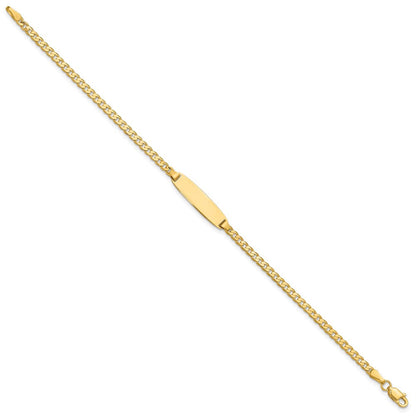 14K Gelbgold Poliert Massiv Kette/solid Platte Panzer Glieder 19.5x5.5mm Platte 8 Zoll Id Armband
