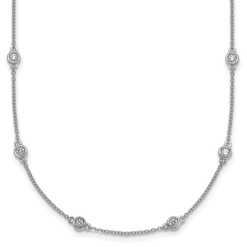14K Weißgold Komplett 1/2 Karat Zargenfassung-set Diamant und Ankerkette Kette 16-station 16 Zoll Halskette