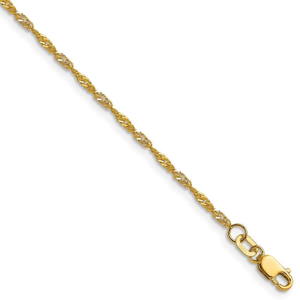 14K Gelbgold mit Rhodium 1.65mm Singapurkette Halskette