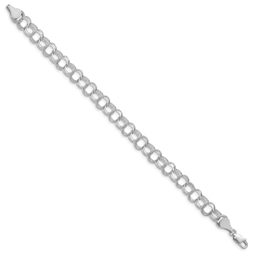 14K Weißgold 7mm Massiv Dreifach Glieder Charm Armband