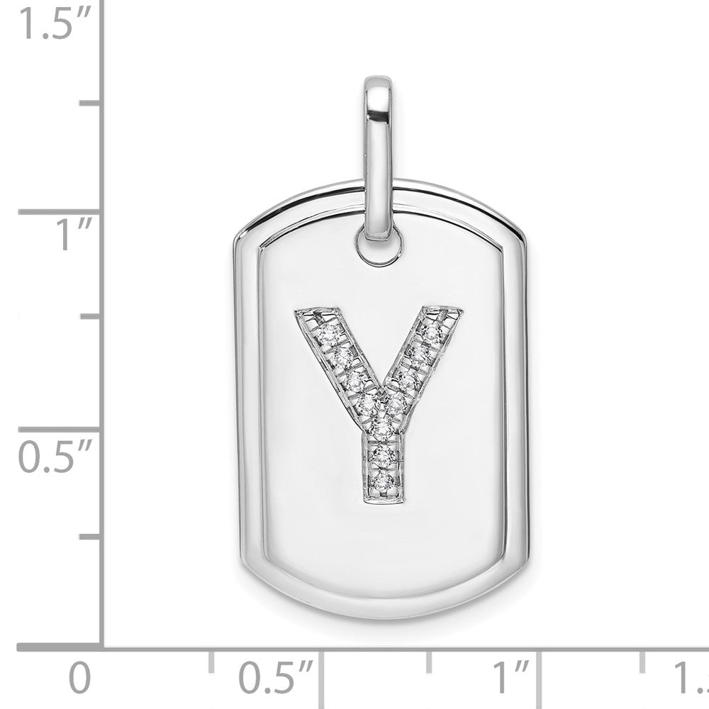 14K Weißgold Diamant Initial-Y Dog-Tag-Charm
