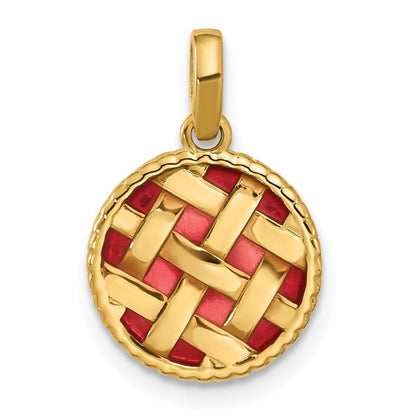 14K Gelbgold Fancy-Charm „Kuchen" rot emailliert