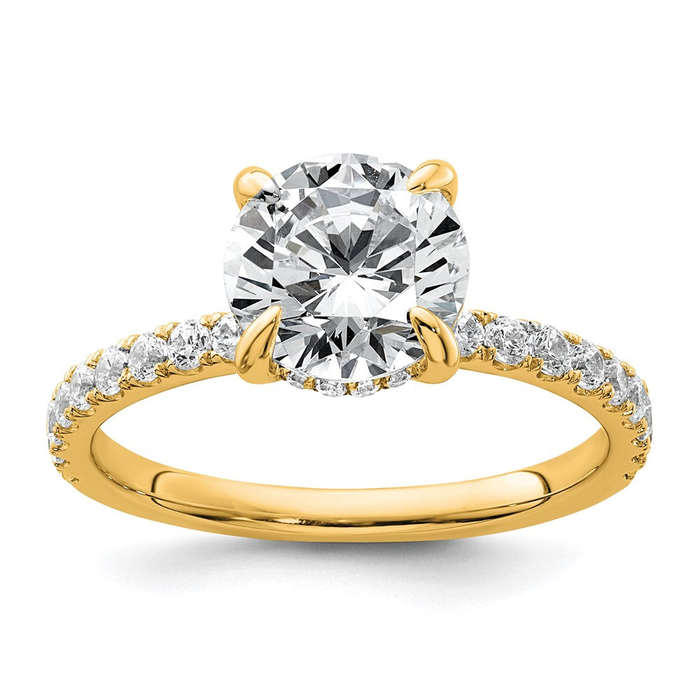 14K Gelbgold Verlobungsring mit 2,375 ct. zertifiziertem, im Labor gezüchtetem Diamant VS/SI+ G+, Rund, Komplett-Solitär mit Flair