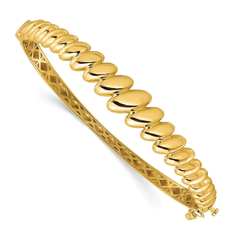 14K Gelbgold Poliert Abgestuft Ovals Fantasie Klappbar Oval Armreif Armband