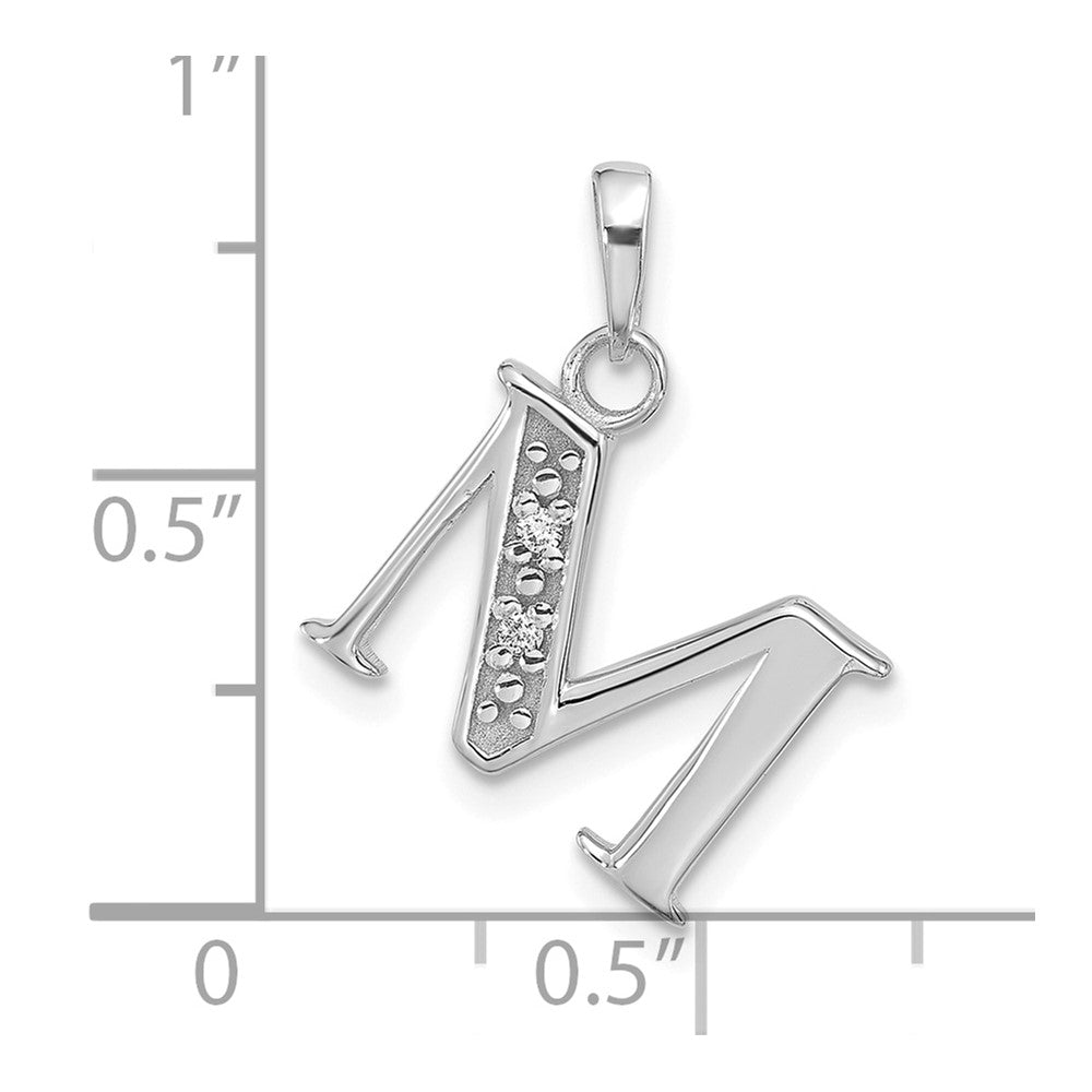 14K Weißgold Diamant-Initialanhänger Buchstabe M