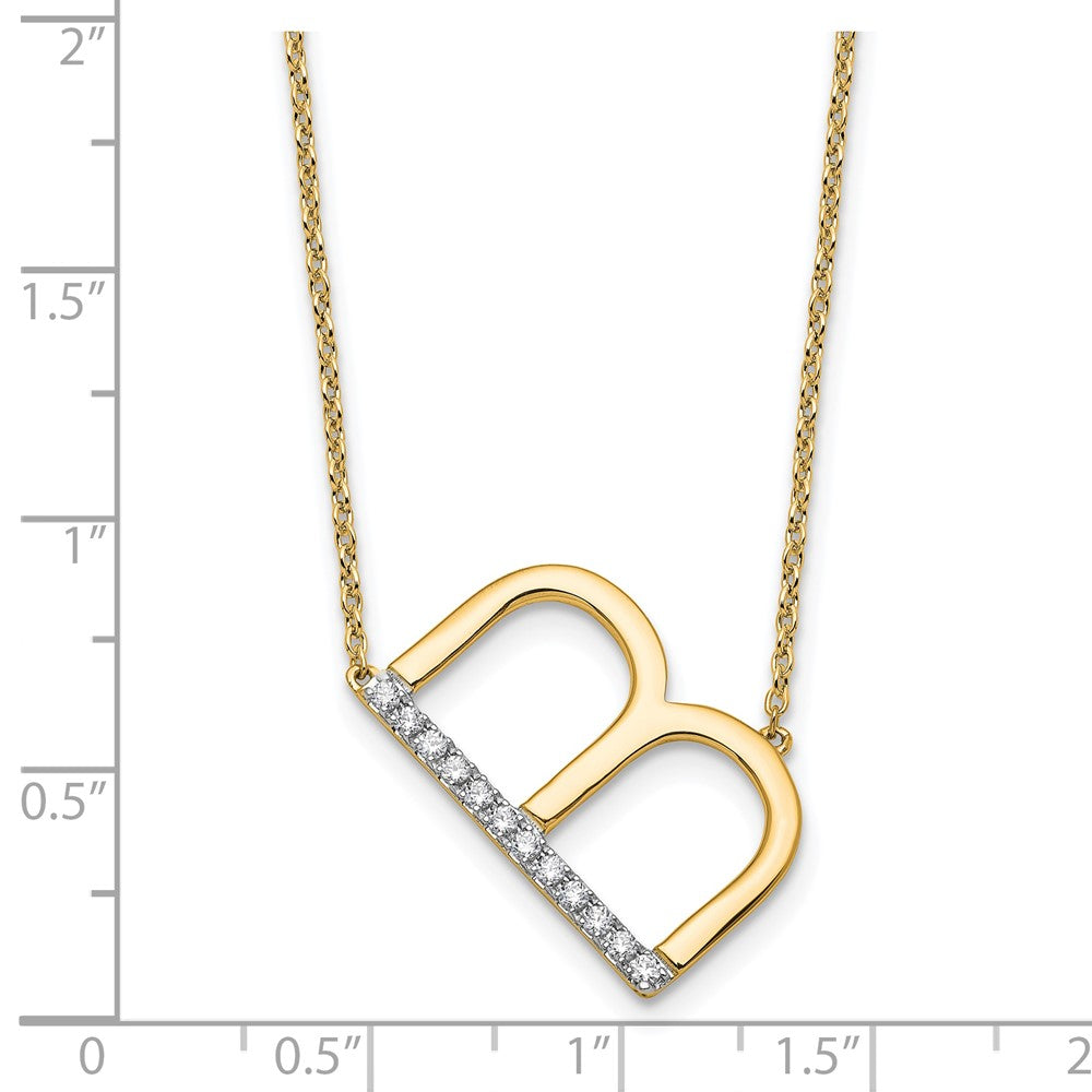 14K Gelbgold Seitlich Diamant Initiale B 18 Zoll Halskette