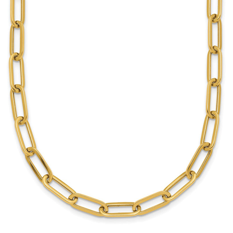14K Gelbgold Poliert 4.75mm Paper Klammer Glieder 18 Zoll Halskette