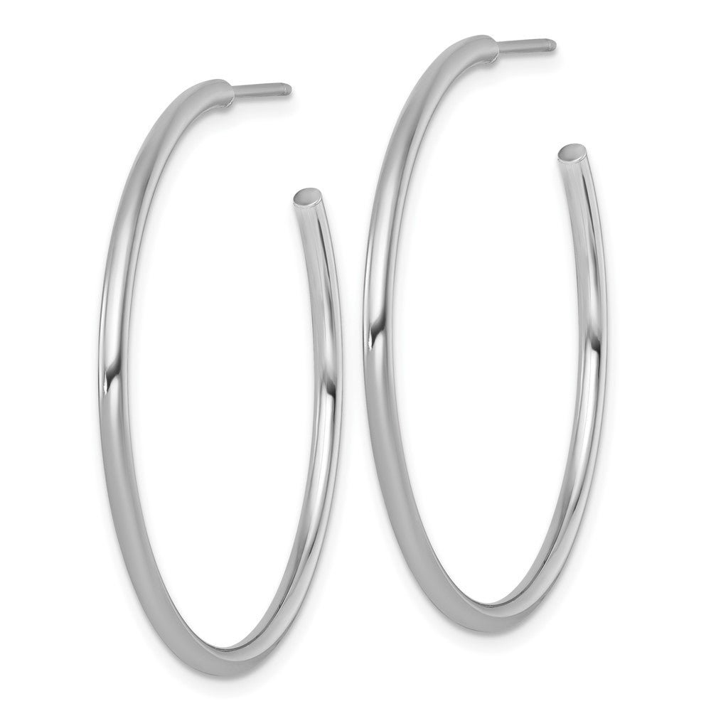 14K Weißgold Poliert 2.0 X 40mm Röhre C-hoop Ohrstecker