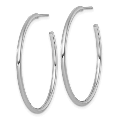 14K Weißgold Poliert 2.0 X 40mm Röhre C-hoop Ohrstecker