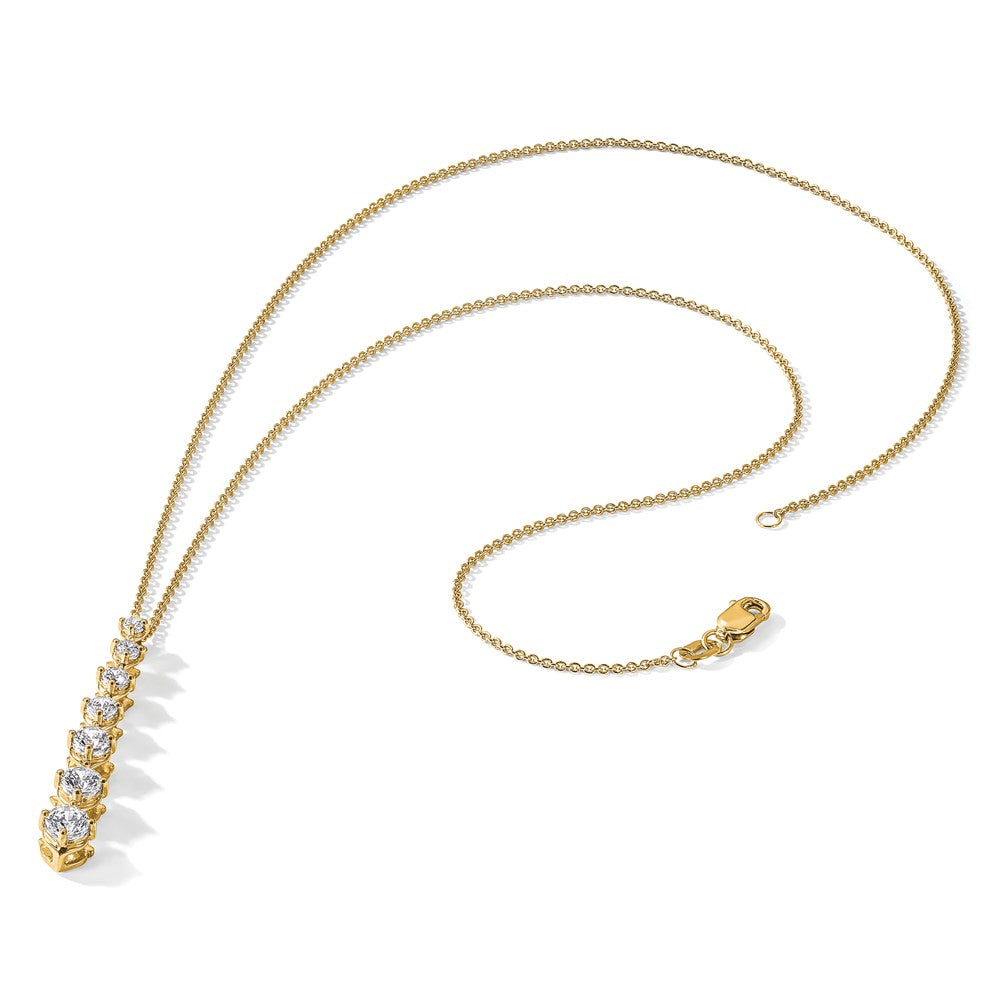 14K Gelbgold Poliert 1 Karat Diamant Kreis 18 Zoll Halskette