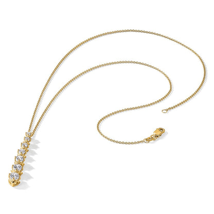 14K Gelbgold Poliert 1 Karat Diamant Kreis 18 Zoll Halskette