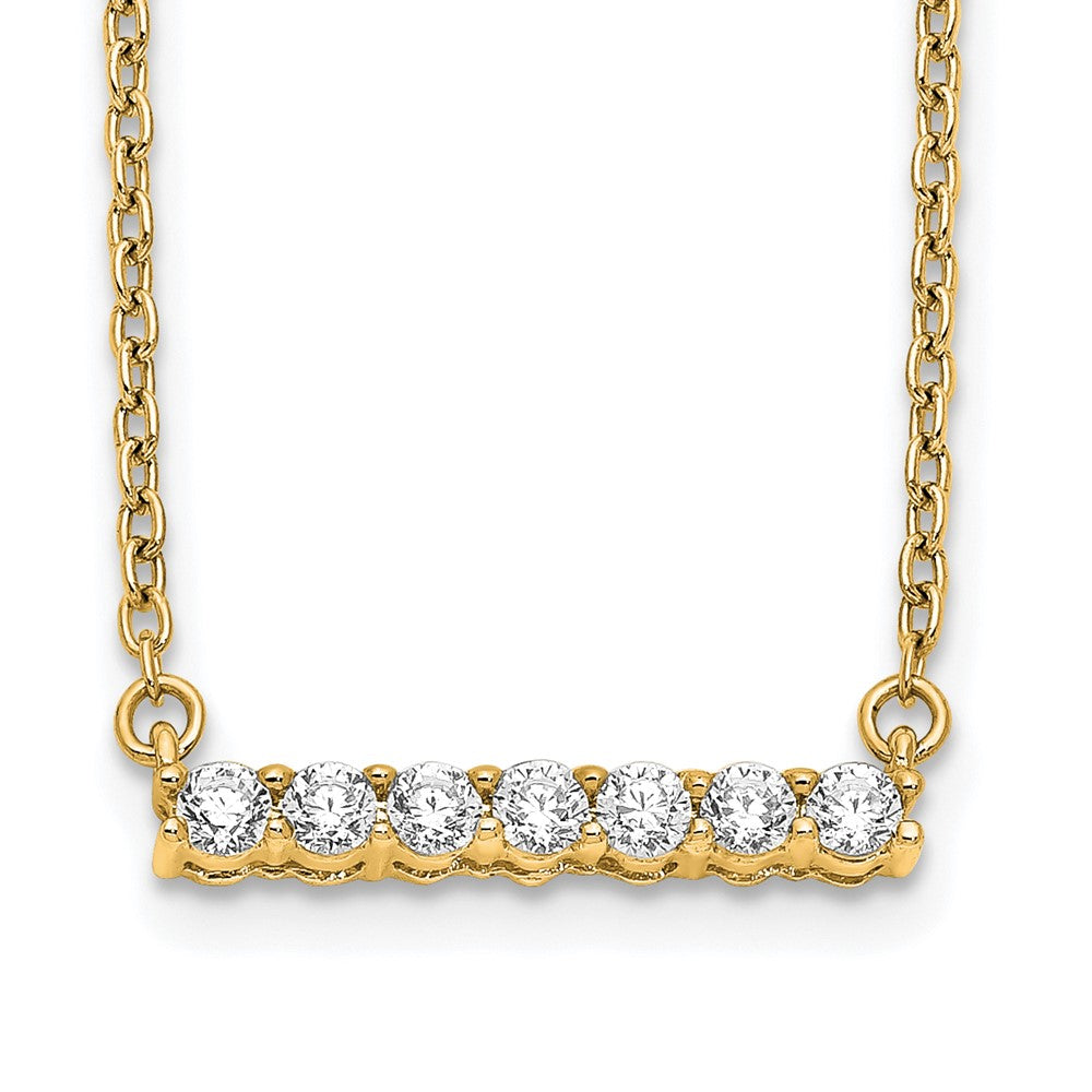 14K Gelbgold Poliert 1/4 Karat Diamant Stab 18 Zoll Halskette