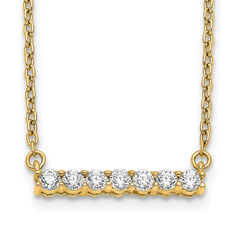 14K Gelbgold Poliert 1/4 Karat Diamant Stab 18 Zoll Halskette