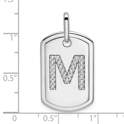 14K Weißgold Diamant-Erkennungsmarken-Charm mit Initiale „M“