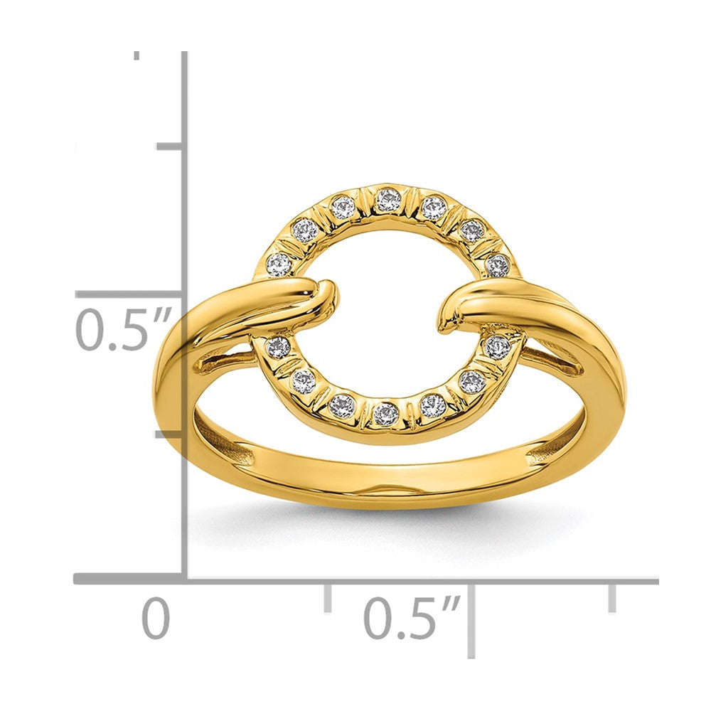 14K Gelbgold Polierter Diamant Offener Kreis Fashion-Ring