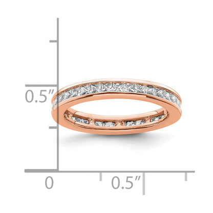 14K Roségold Poliert Größe 5.5 Kanalfassung-set 1 Karat Princess Diamant Komplett Memoire Ehering Ring
