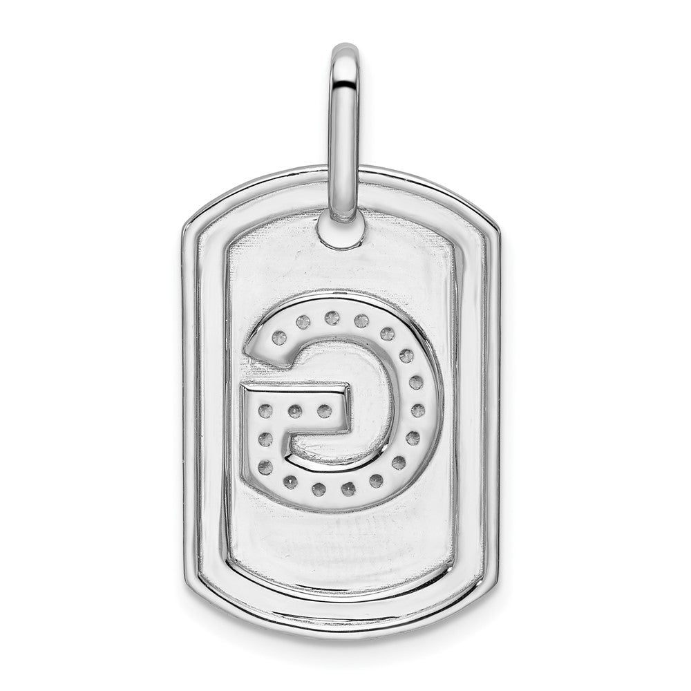 14K Weißgold Erkennungsmarken-Charm mit Diamant-Initiale G