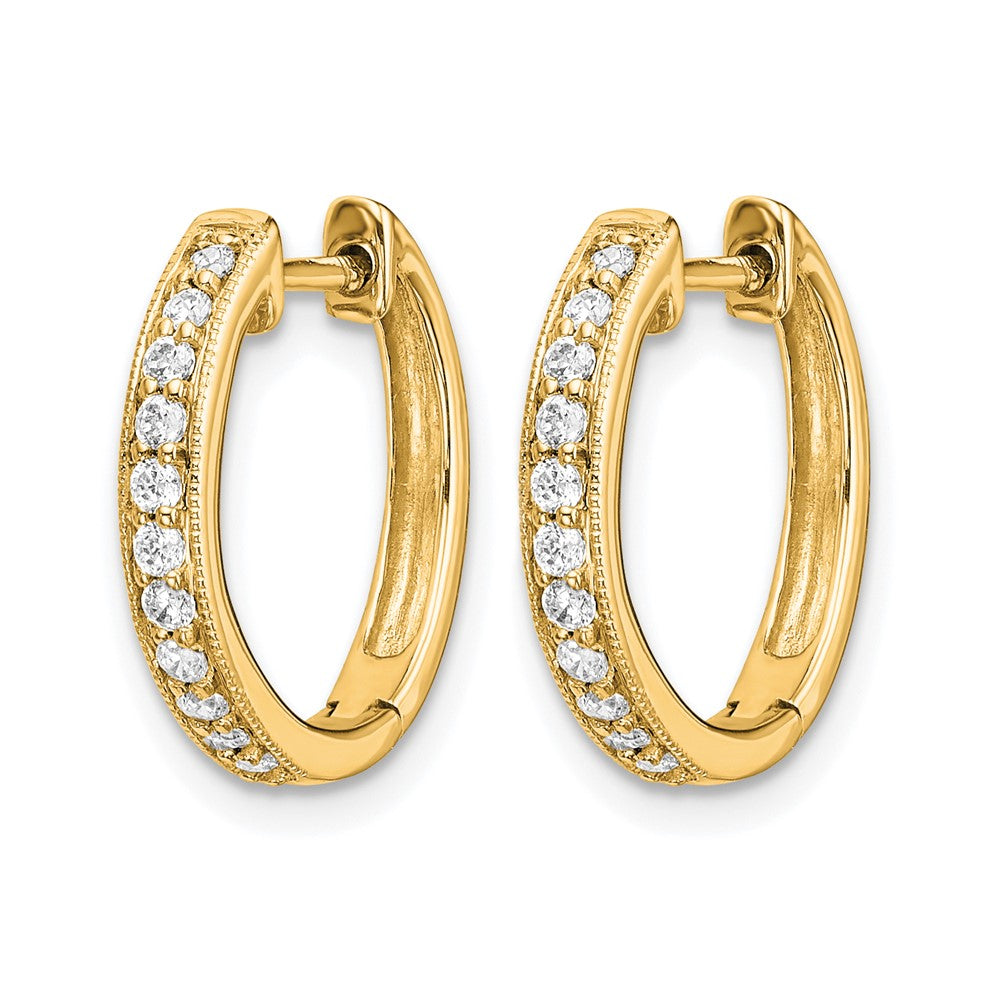 14K Gelbgold Creolen mit Scharnier und 0,125 ct. Diamanten