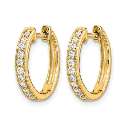 14K Gelbgold Creolen mit Scharnier und 0,125 ct. Diamanten