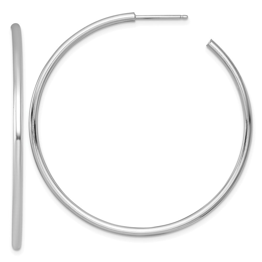 14K Weißgold Poliert 2.0 X 50mm Röhre C-hoop Ohrstecker