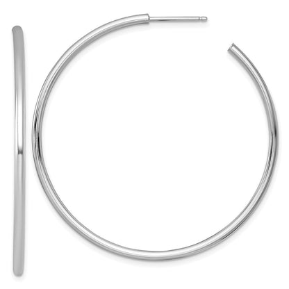 14K Weißgold Poliert 2.0 X 50mm Röhre C-hoop Ohrstecker