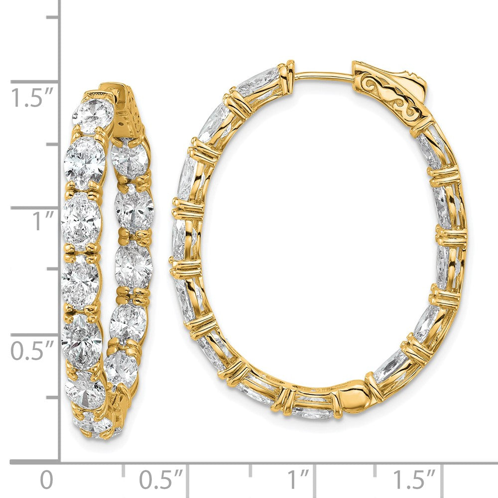 14K Gelbgold Zertifizierte Oval- und Rund-Diamant-Creolen Innen/Außen VS DEF