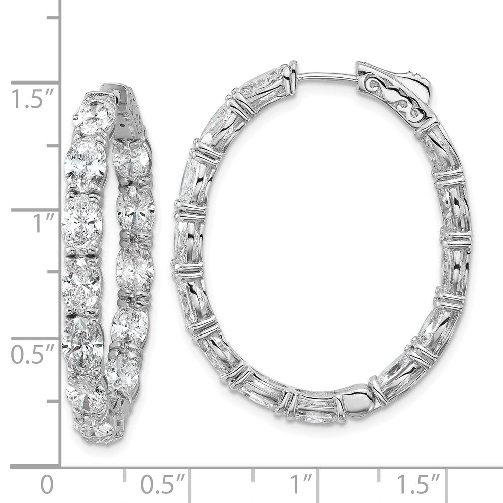 14K Weißgold Laborgezüchtete Diamant-Creolen mit Oval- und Rundschliff, VS/SI+ G+, 8,625 ct., komplett In-and-Out besetzt